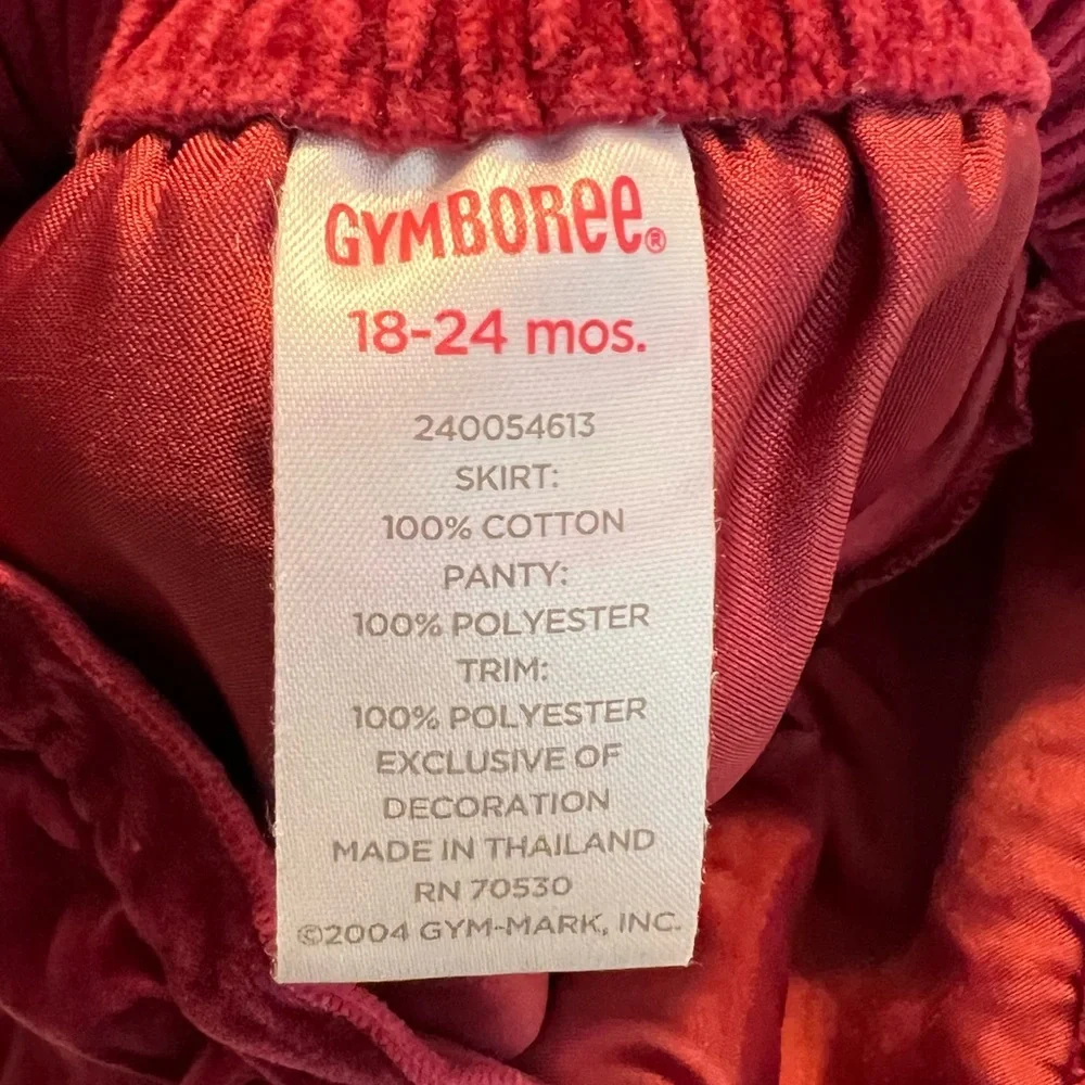 Gymboree Velvet Skirt w/ attached diaper cover floral embroidery 18-24 M Red